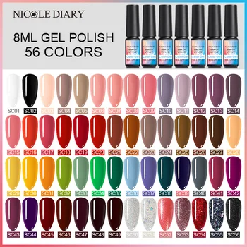 

NICOLE DIARY Gel Nail Polish Nails Soak Off Semi Permanent Top Base Coat UV Led Gel Varnish Nail Art varnish 56 Colors