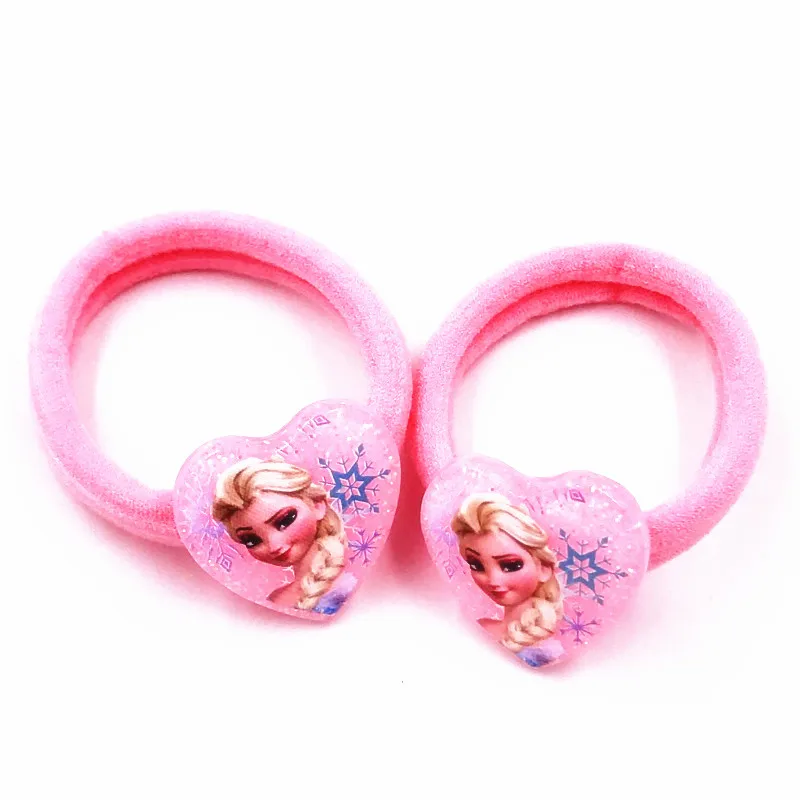 2PCS/Set Cute Cartoon Character Icon Snow White Elsa Aurora Anna Princess Resin Head Wear Rubber Ropes Elastic Hair Bands - Цвет: Зеленый