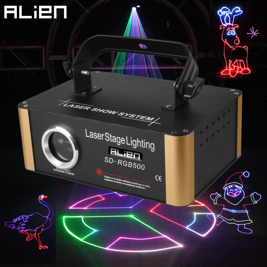 ALIEN 500 МВт RGB DMX SD карта анимационный лазерный прожектор PRO DJ дискотека сценический