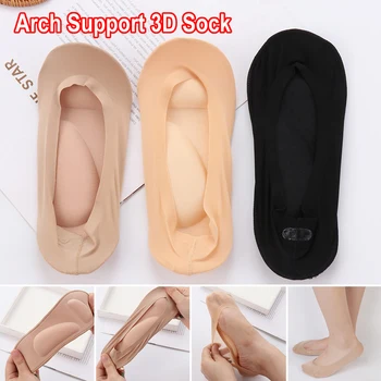

1 Pair Arch Support Foot Massage 3D Embossed Cushion Soft Ice Silk Foot Socks Shallow Mouth Orthopedic Foot Care for Women Gifts