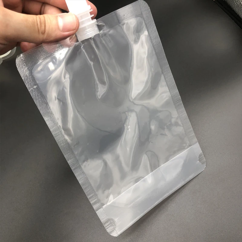 Storage Bag 10pcs 100-500ml Plastic Stand Up Drink Bag Transparent Nozzle Bag Outdoor Travel Camping Liquid Juice Milk Sealing Storage Bags