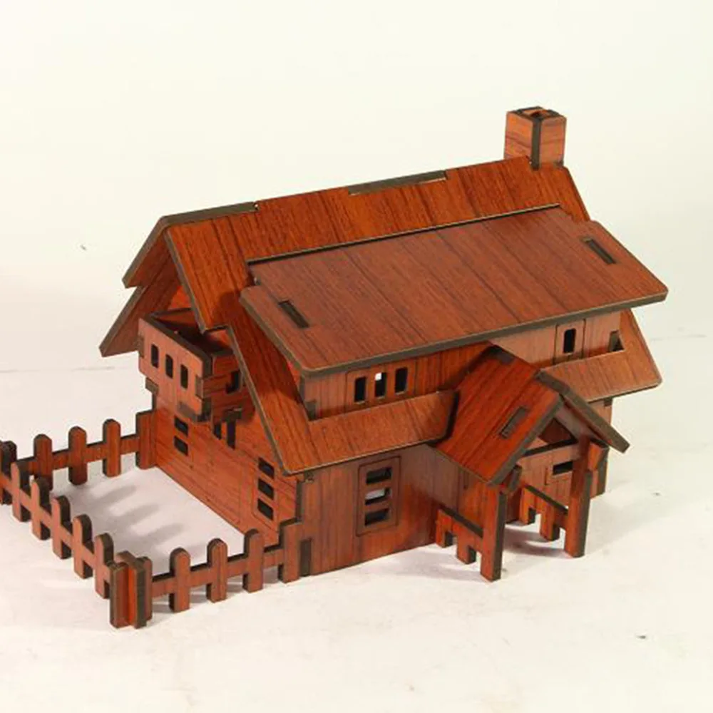 Детские дошкольные развивающие игрушки, детские DIY 3D деревянные в западном стиле, для строительства домика, PuzzlesToys, модель, игрушки ручной работы