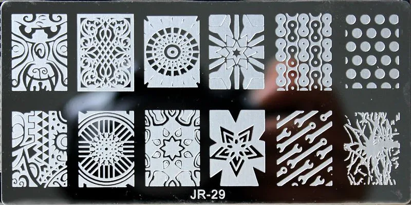 JR-29 Кружевное платье с цветочным рисунком и розово-ногти штамп трафаретная пластина 1 шт. Нержавеющая сталь шаблон штампа 6x12 см прямоугольник DIY для Неил арта украшения для кончиков ногтей штамп изображения инструмент - Цвет: JR-29