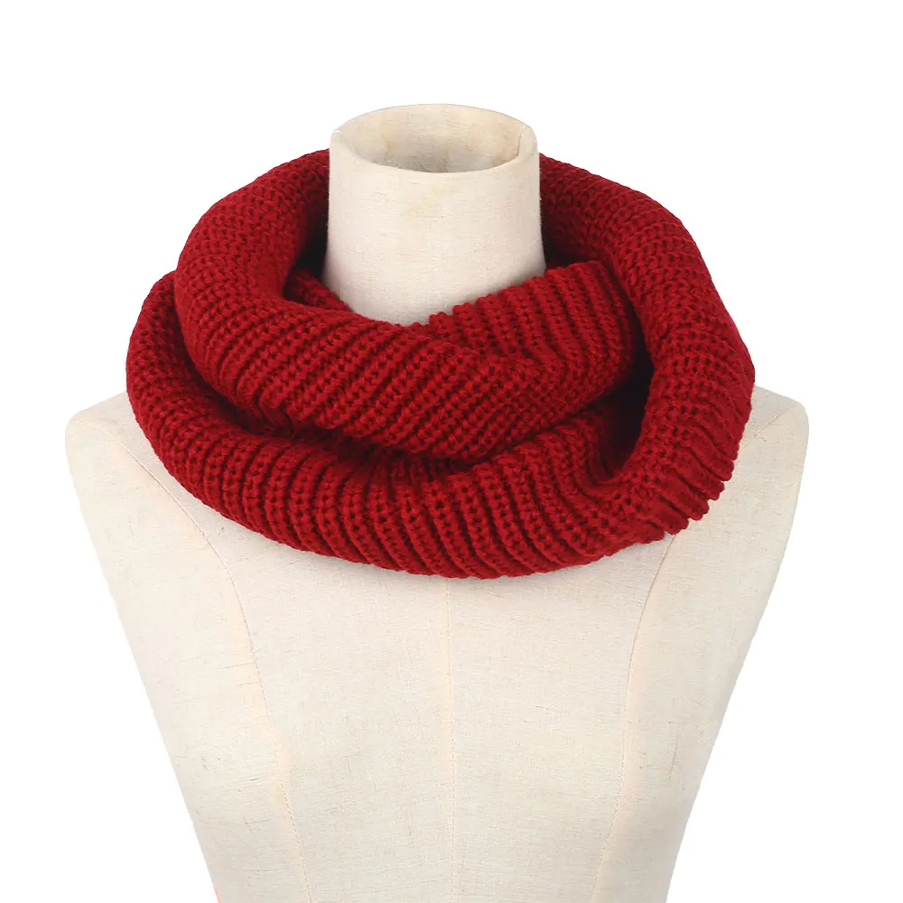 Red Useful Collar Gift Keep Warm 6 Color Knitted Ladies Neck Warmer Ski Circle Ring Scarf Knit Scarf Womens Scarves Fashion - Color: Red
