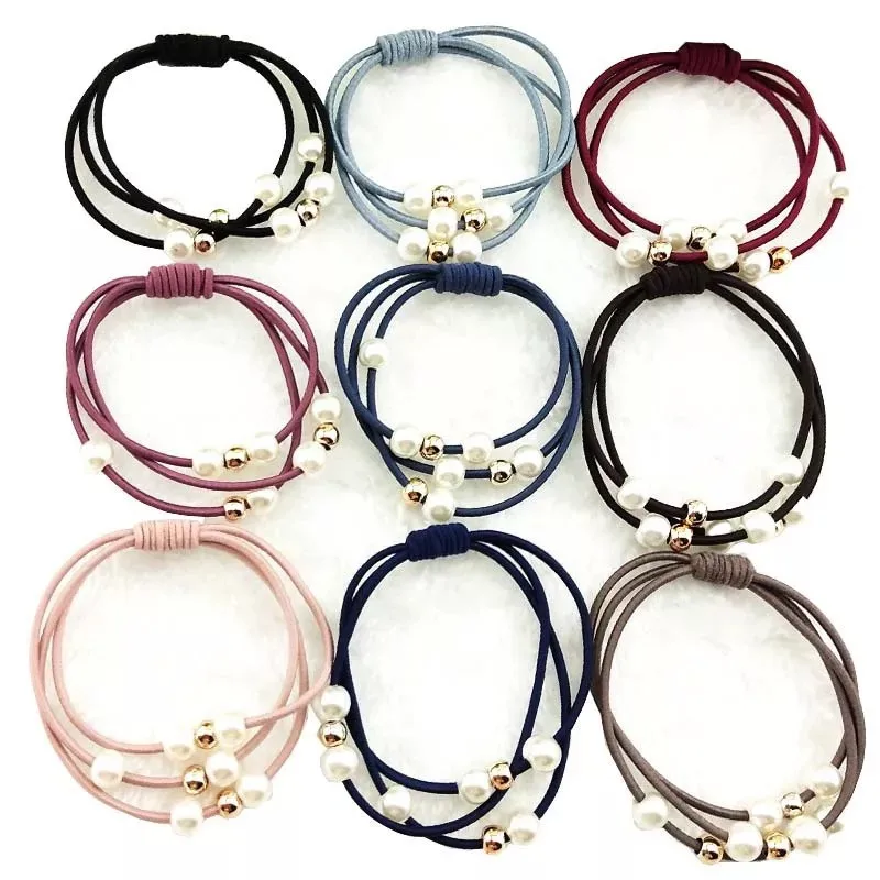 

10Pcs Korean Women Pearls Elastic Hair Bands Headbands Hair Accessories for Girls Hairbands Bownot Ponytail Holders Hair Ropes