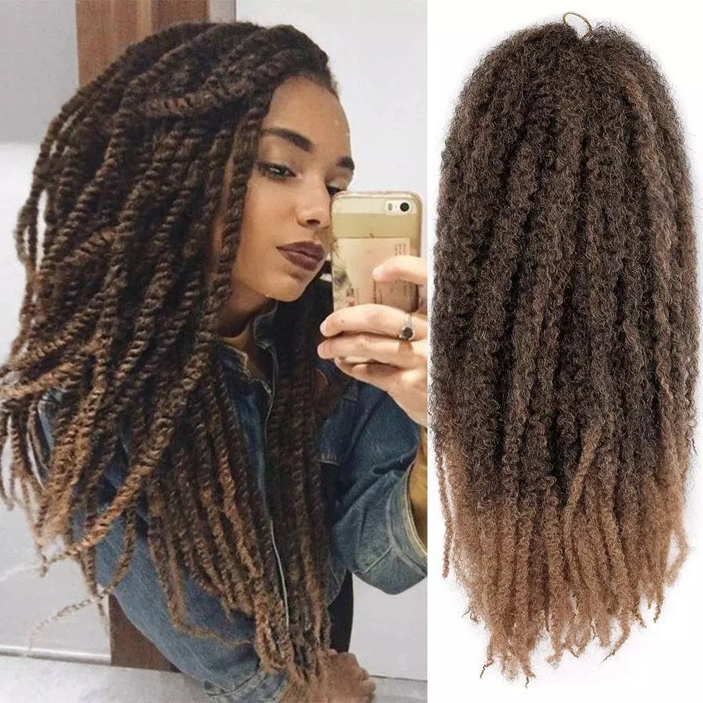 

Kong&Li Marley Hair For Twists 18 Inch Long Afro Marley Braid Hair Synthetic Fiber Marley Braiding Hair Extensions Crochet Braid