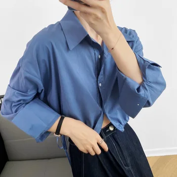 

Womens tops and blouses Fall 2020 Autumn Drawstring Design Long Sleeve Shirts Sexy loose Crop Top Women korean fashion clothing