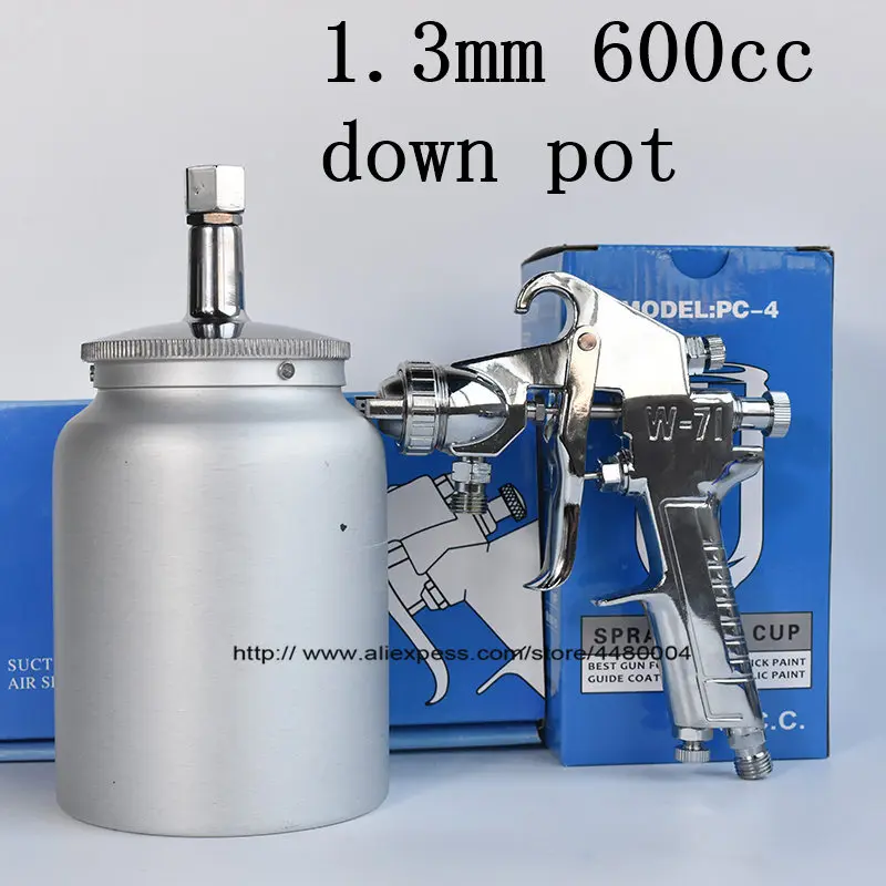 1.3mm down pot W-71 пистолет-распылитель 1,0/1,3/1,5/1,8 мм 600cc чашка воздуха спрей пушка профессиональная автомобильная краска инструмент - Цвет: 1.3mm down pot