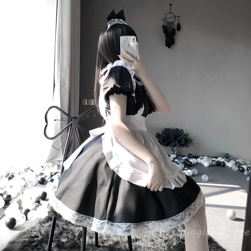 Japanese Kawaii Maid Outfit Women Lolita Sweet Anime Cosplay Costumes Sexy Lingerie Lace School Girl Costume