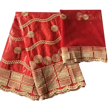 

2019 New arrival Stone african Bazin riche getzner fabric with French Net lace embroidery lace / bazin riche dress material R23