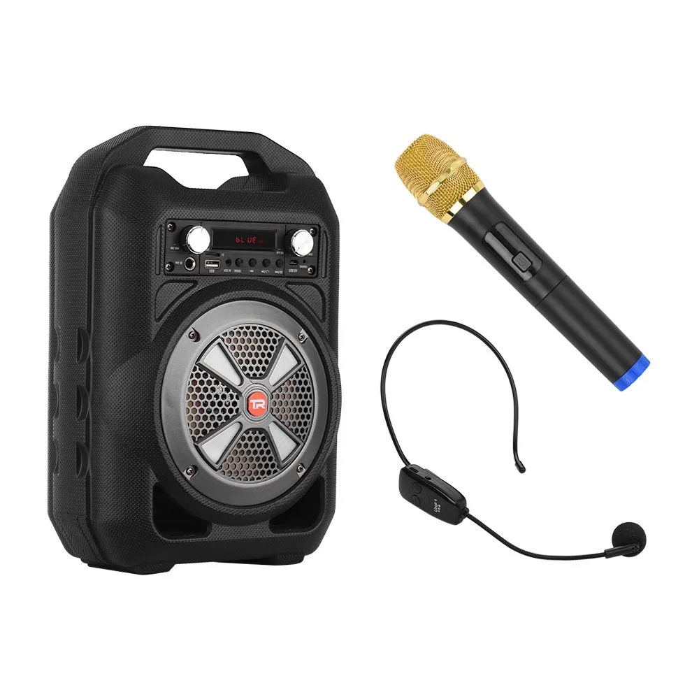 TRanshine LY-035 Portable UHF LED Audio Speaker Super Bass Speaker with Handheld / Headset Microphone Wireless - Цвет: Headset microphone