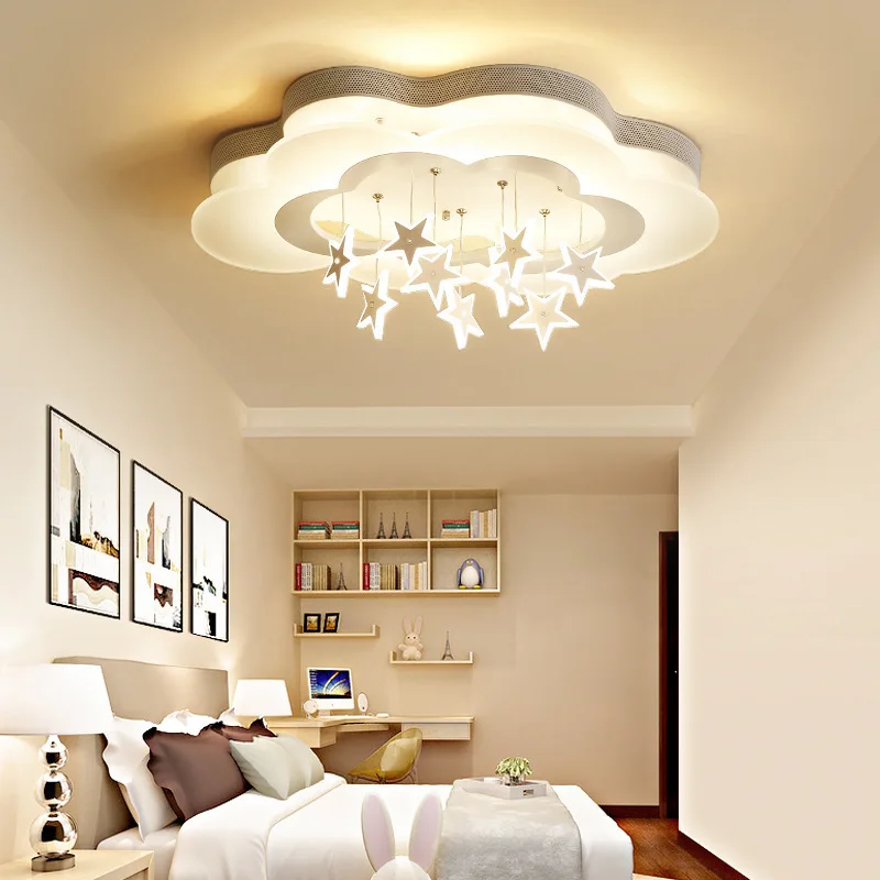 

Originality Main Bedroom Lamp Concise Modern Room Attract Top Light Household Cozy Romantic Stars Flaky Clouds Lamp Children