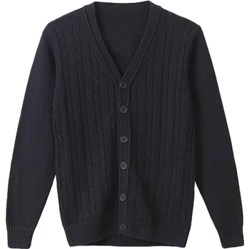 

Spring Autumn Men Solid Color V-neck Cardigan Korean-style Slim Fit Thin Sweater Coat Youth Linen Flower J971