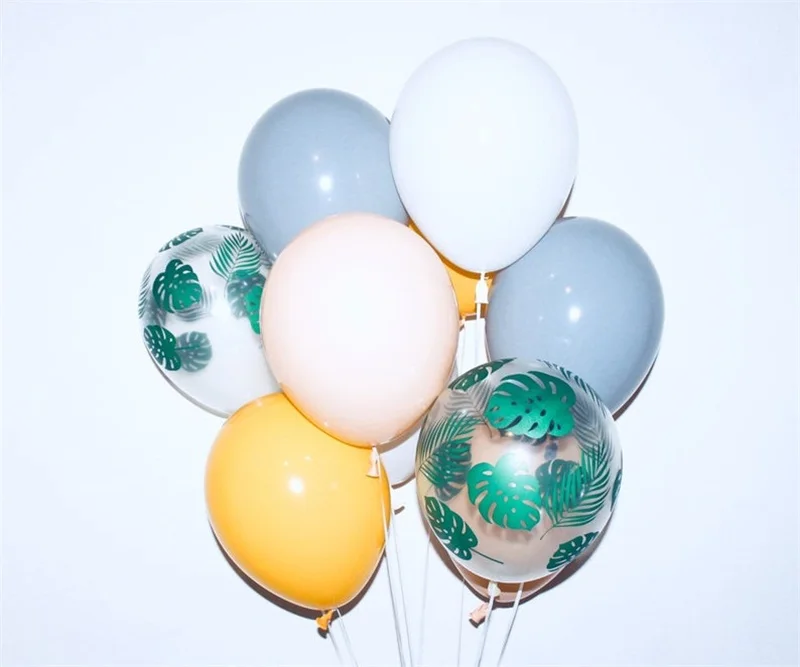 12 шт. латексные шары в форме пальмовых листьев, тропические вечерние воздушные шары с зелеными листьями, воздушные шары на свадьбу, Гавайскую вечеринку, день рождения