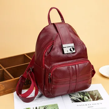 

WOMEN'S Backpack WOMEN'S Bag New Style Fashion Simple Casual Soft Leather Anti-Theft Travel Backpack