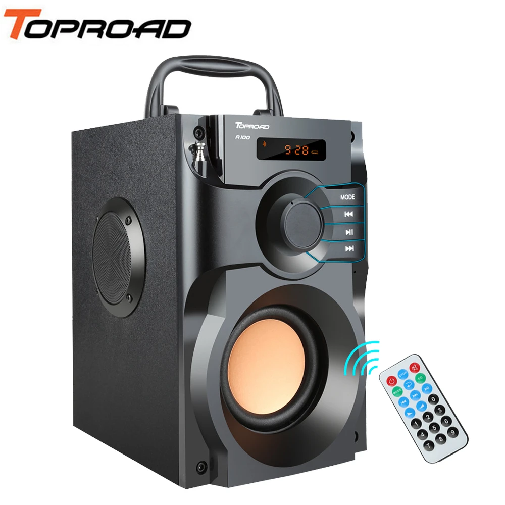 Toproad Enceinte Bluetooth Sans Fil Grande Puissance Haut Parleur Son Stereo Caisson Pour Les Sons Tres Graves Compatible Avec Tout Lecteur De Musique Radio Fm Tf Affichage Ecran A Cristaux Liquide