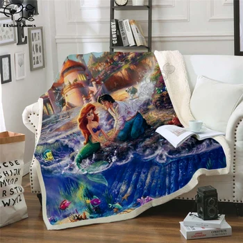 

Pretty Mermaid 3D Blanket Fleece Cartoon Print Children Warm Bed Throw Blanket newborn bayby Blanket style-2