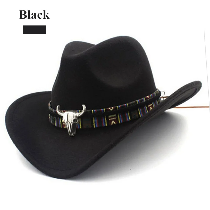 Ethnic Style Cowboy Hat Fashion Chic Unisex Solid Color Jazz Hat With