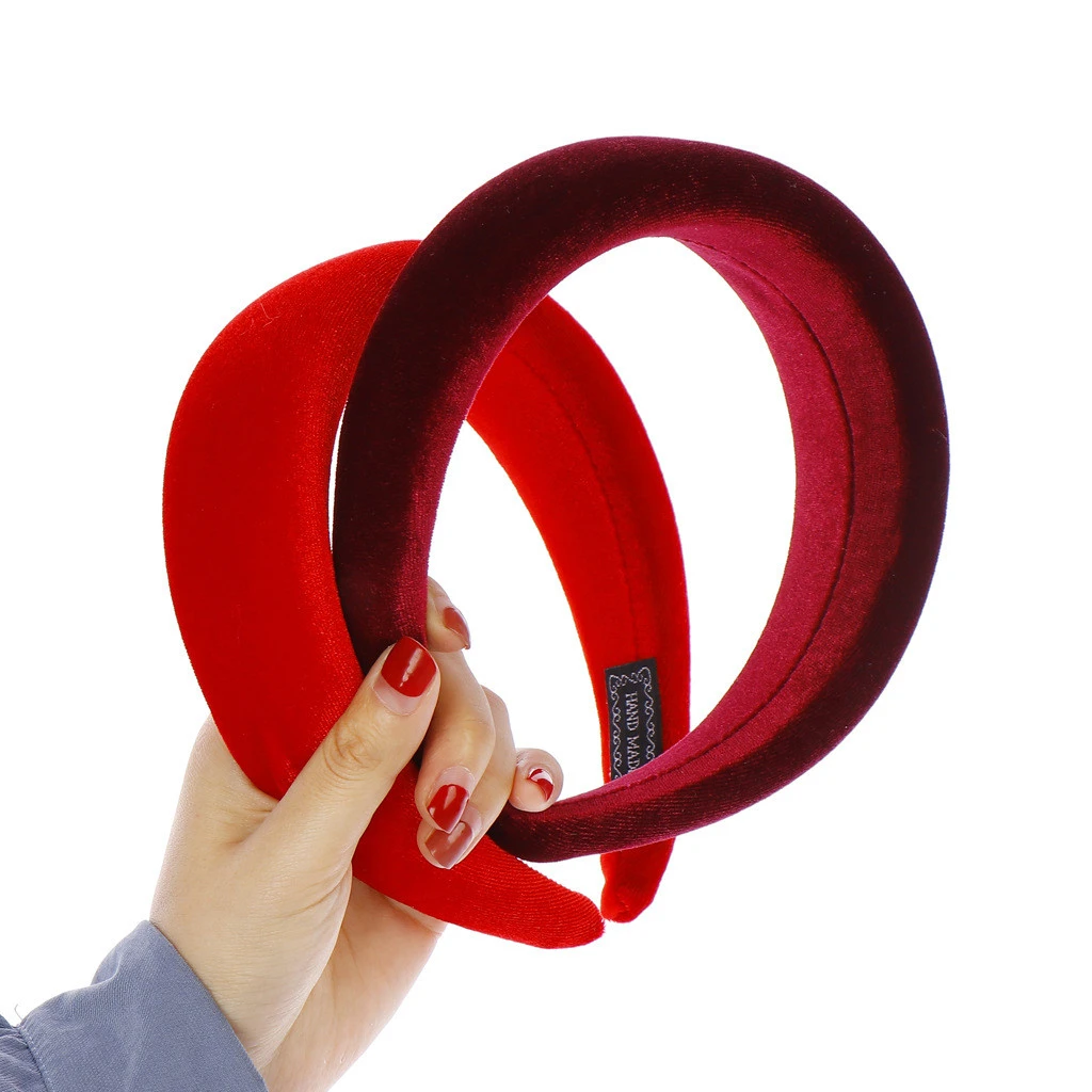 2019 Female Bezel Head Velvet Padded Headband For Women Solid  Wide Thick Gifts Hair Hoop  Elastic Hairband Hair Accessories 903