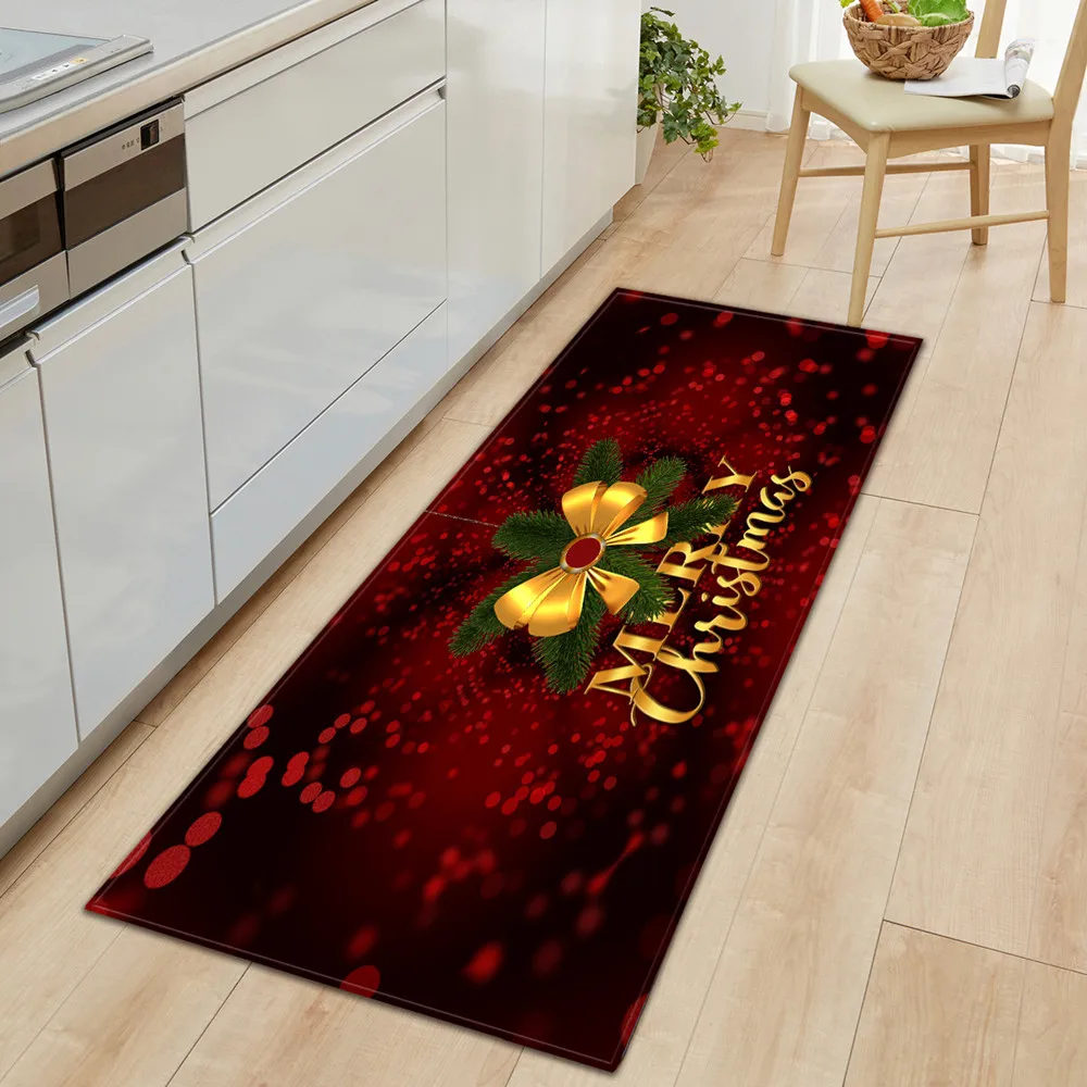 Christmas Carpet Kitchen Bedroom Mat Entrance Doormat Home Hallway Balcony Bathroom Anti-Slip Floor Children's Tatami Long Rug | Дом и сад