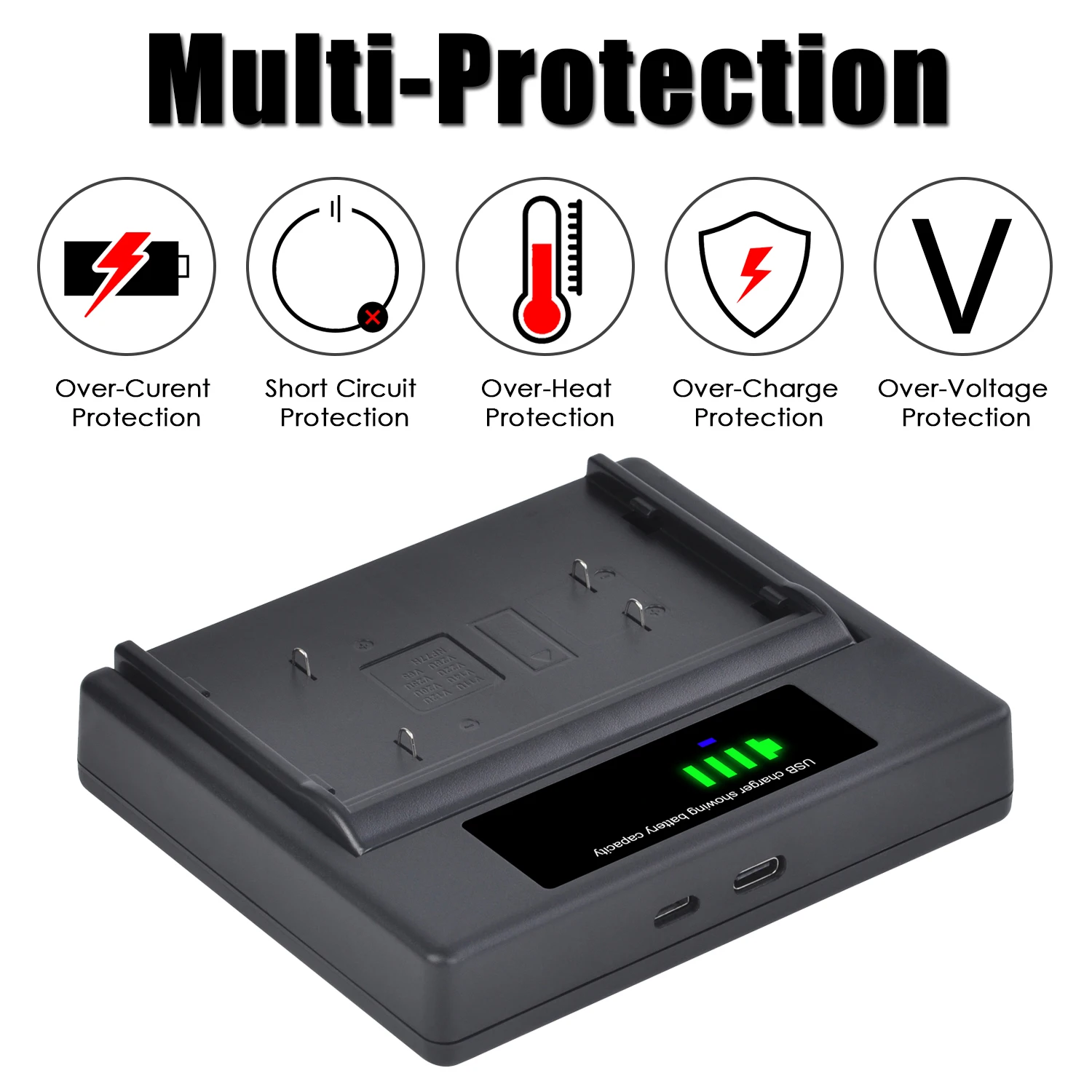 Bateria + Carregador de Led para Jvc Bn-v10ubn-v14ubn-v15bn-v18u Bn-v22u Bn-v24ubn-v25u Pv-bp15 2 Pçs 2100mah Bn-v12u Bn-v11u - Image 5