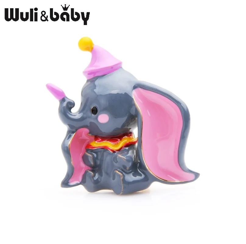 

Wuli&baby Big Ears Elephant Brooches Women Alloy Enamel Flying Elephant Animal Brooch Pins Gifts