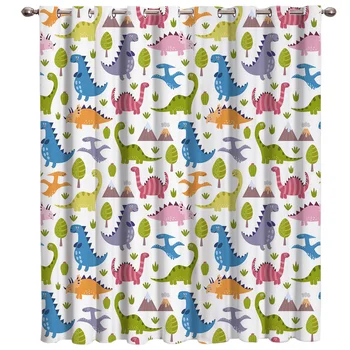 

Lovely Dinosaur Patterns Room Curtains Large Window Bathroom Decor Swag Curtain Panels With Grommets Party Decoration Kids Room