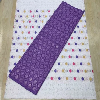 

2.5 y Swiss lace fabric +2.5 y Bazin Brode riche embroidery African 100% cotton fabrics Swiss voile lace popular Dubai style 10L