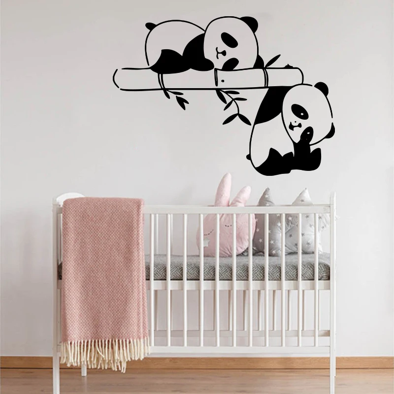 Cartoon Sleeping Panda Bamboo Wall Sticker Bear Jungle Animal Branch Wall Decal Bedroom Living Room Vinyl Decor (2)