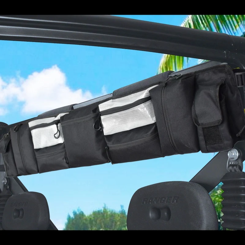 Black UTV Large Roll Cage Organizer ATV Classic Accessories Ammo Storage Cargo Bag Easy Install Outdoor Accessories