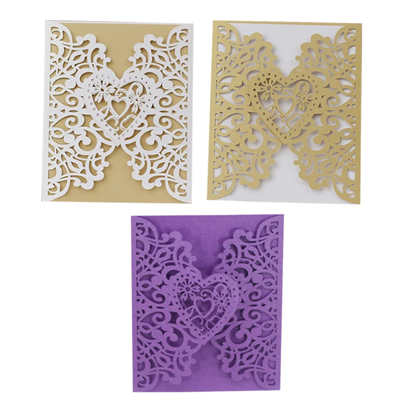  50pcs Hollow Out Laser Cut Wedding Invitation Greeting Card Personalized Wedding Party Supplies 3 C - 4.00031E+12