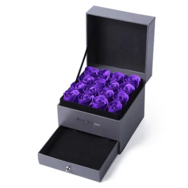 DIY двойная коробка для хранения слой с вечной розовой розовая Подарочная коробка подарок Предпочтительная Подарочная коробка для ювелирных изделий - Цвет: Purple Rose Gift Box
