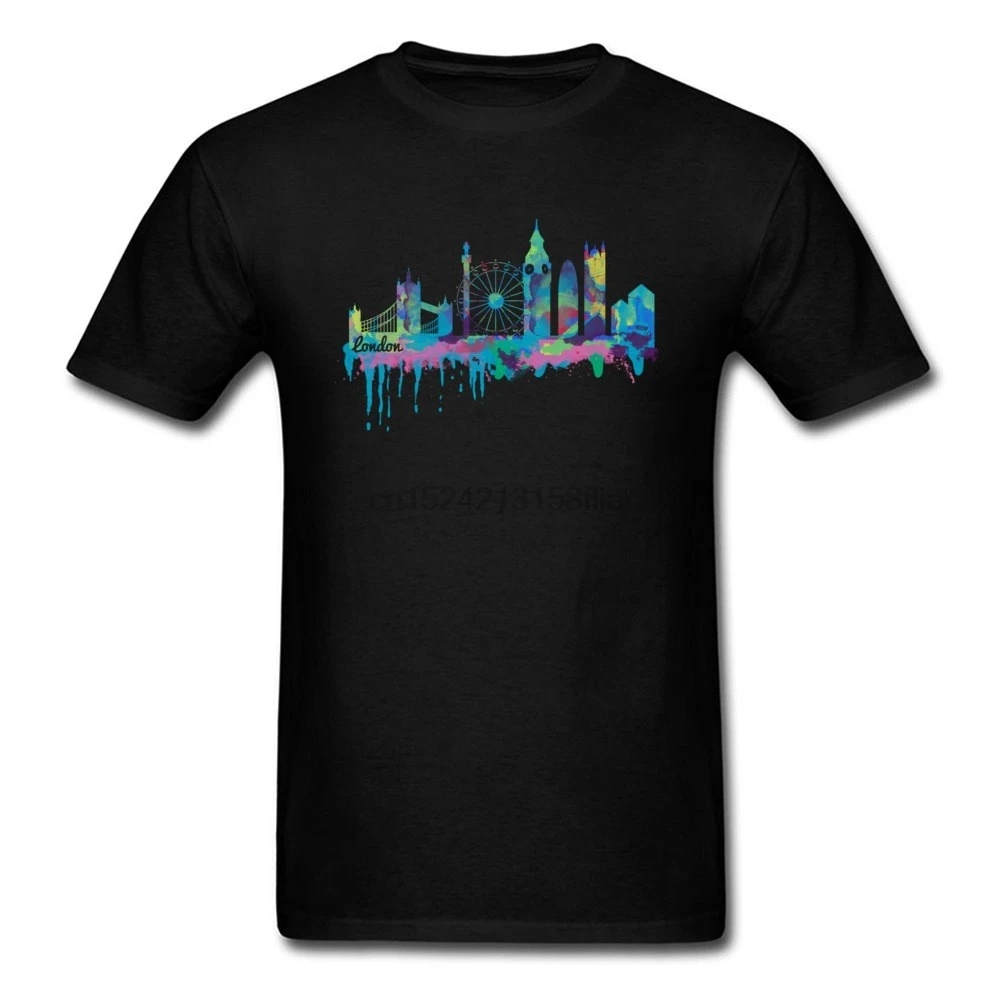 Inky London Skyline Tshirts For Adult Young College Cotton T Shirt High Quality Full Brand Short Sleeve Tee Shirts |