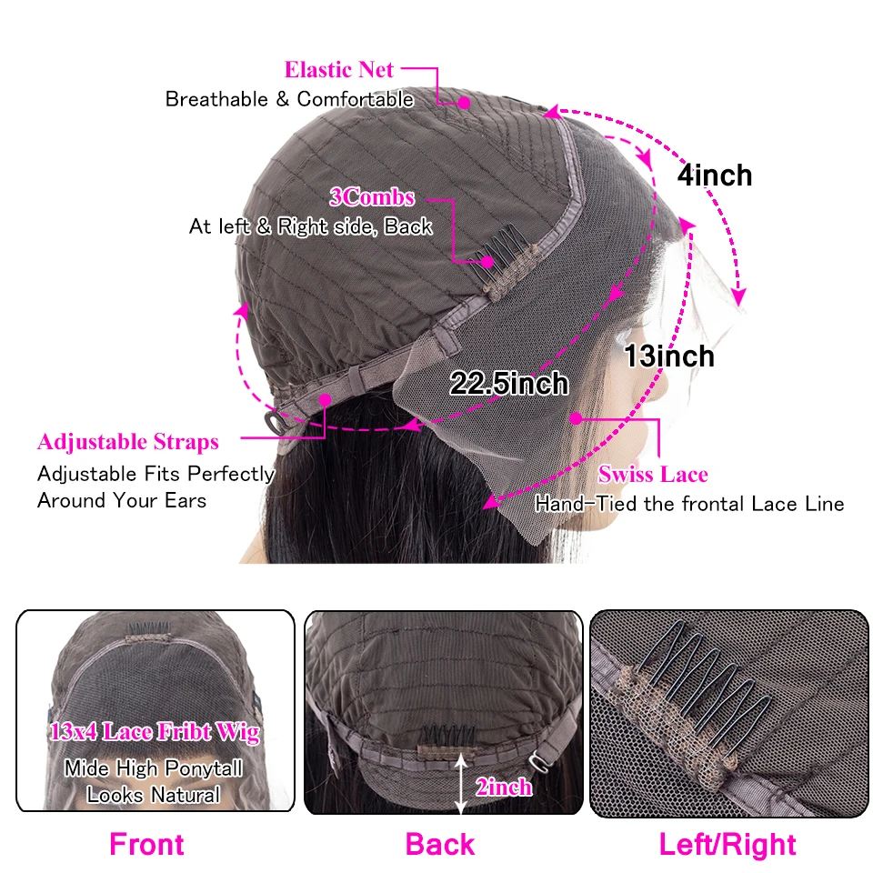  13x4 Lace Frontal Wig Pre Plucked With Baby Hair Straight Lace Front Human Hair Wigs For Women Remy