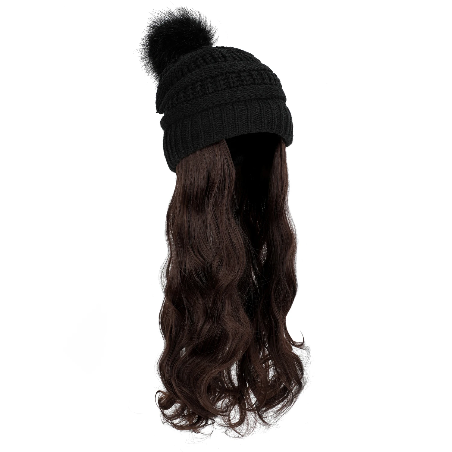moda preto outono inverno boné peruca de cabelo extensões