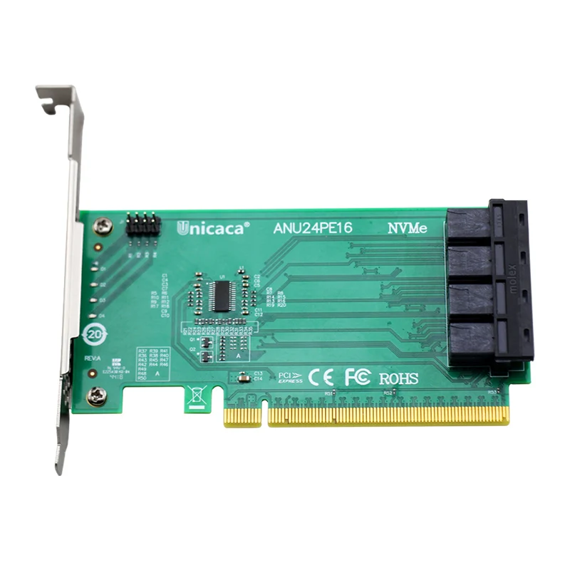 

Ceacent NVMe Controller SSD Riser 12Gbs ANU24PE16 SFF8643 Connector Quad Port PCIe X16 sff8643 to sff8639 With 2 cable