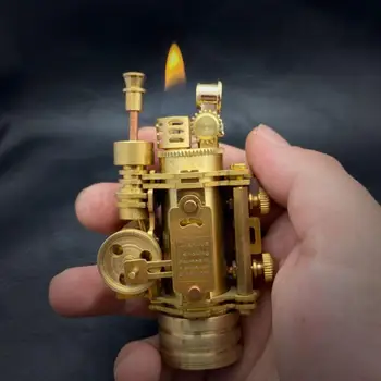

TH 3style Handmade brass steampunk mechanical kerosene pipe retro art collection lighter