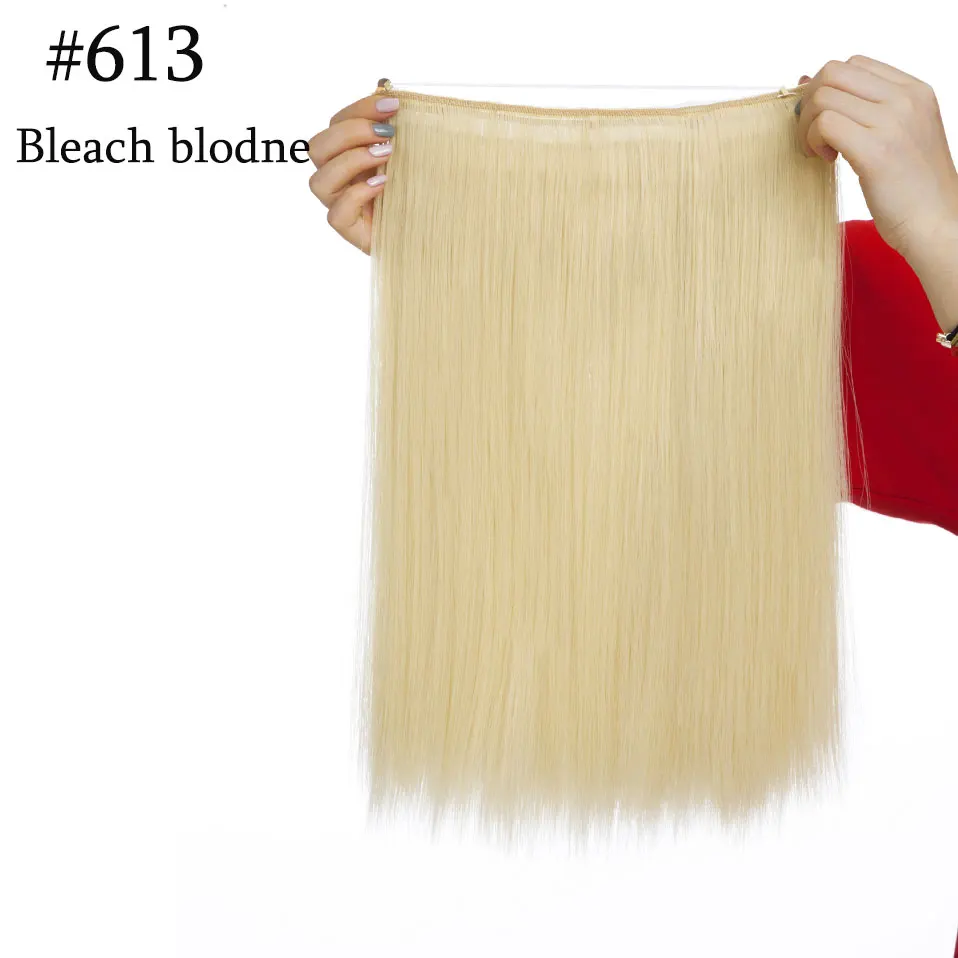 bleach blonde-S Snolilite 16 дюймов невидимые halo волосы для наращивания одна штука без зажима синтетические натуральные волосы шиньон для женщин - Цвет: bleach blonde-S