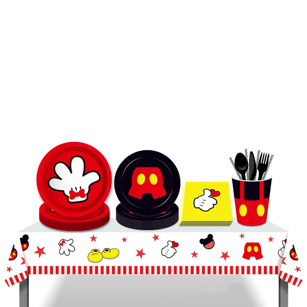 Mickey Mouse Party Baby Disposable Tableware Cup Cake Topper Ballon Boy and Girl Birthday Party Kids Party Supplie Color Decor