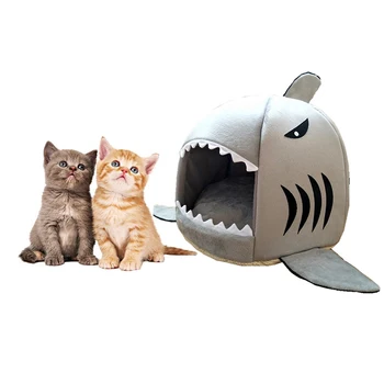 

Pet Cat Bed Winter Warm Nest for Cat and Small Dog Washable Shark Pet House Cave Bed Kitten & Puppy Removable Cushion Bed