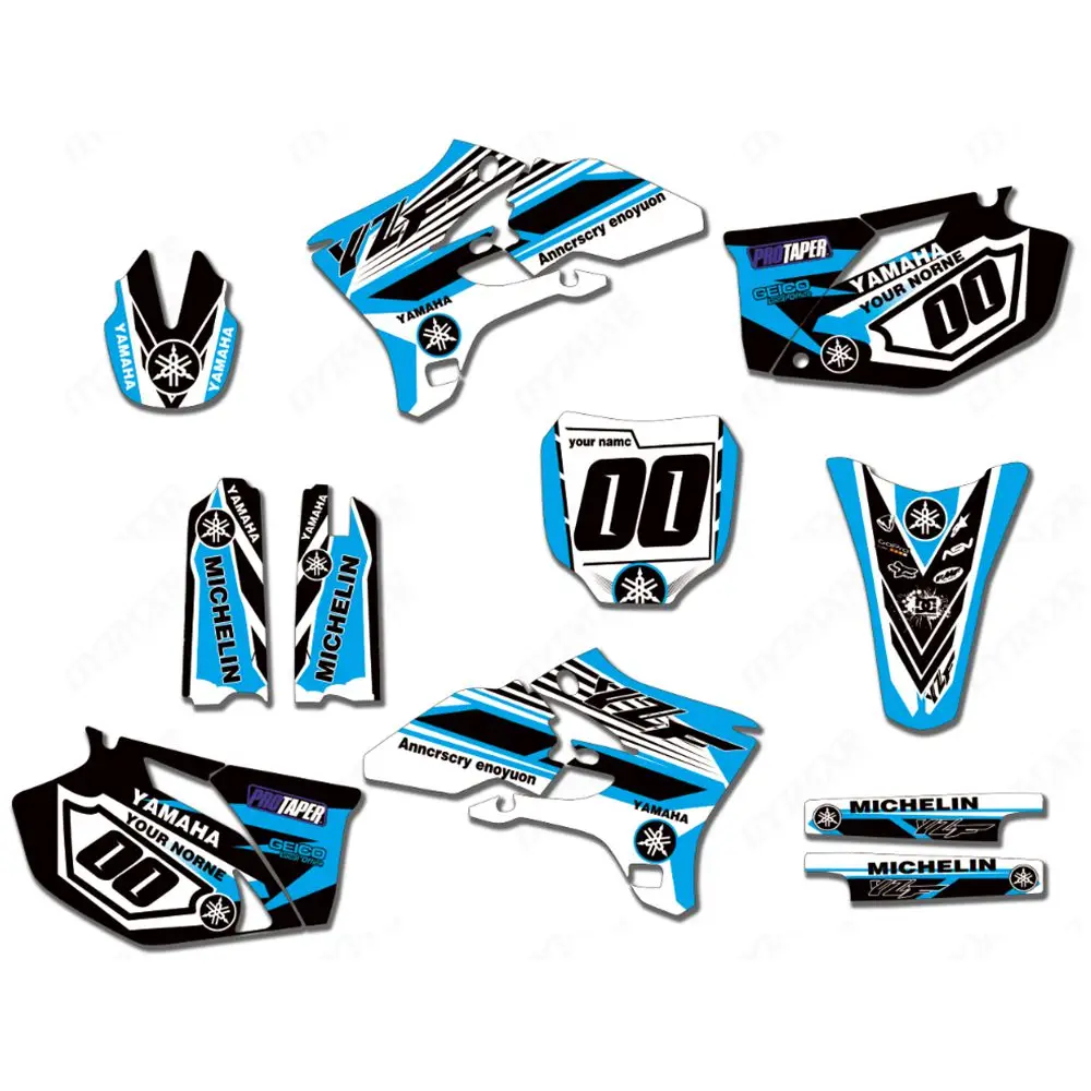 

New Full Graphics Decals Stickers Custom Number Name Glossy Bright Stickers Waterproof for YAMAHA YZF250 YZF450 2003-2005