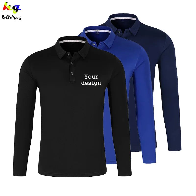 Quick-drying Polo shirt customization/design logo men and women long-sleeved casual Polo shirt team advertising top