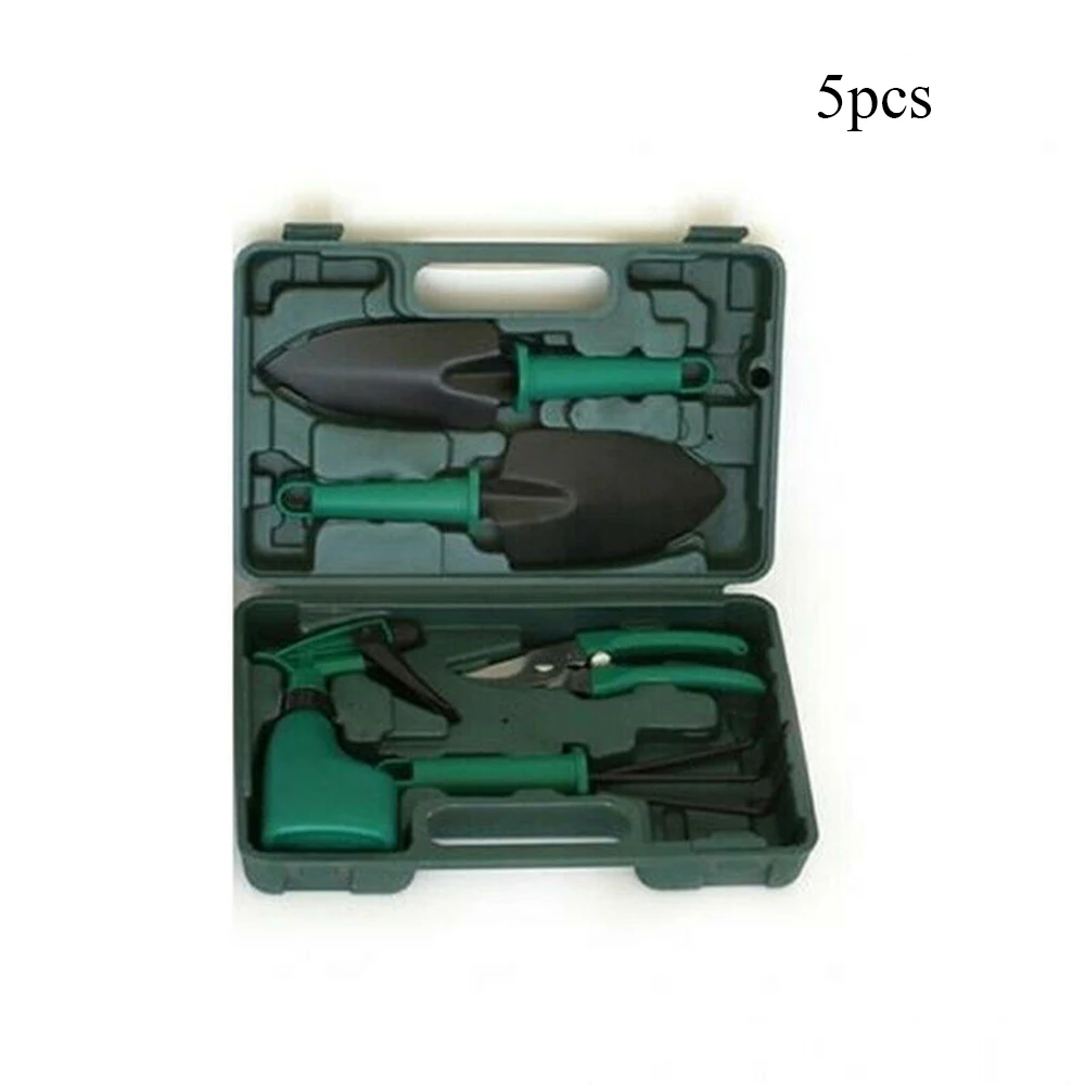 Dark green 5pc set 5/10pcs Mini Garden Tools Set Lightweight Gardening Tools Kit Non-slip Handle Garden Hand Tools Garden Tools Weeding Digging - Цвет: Dark green 5pc set