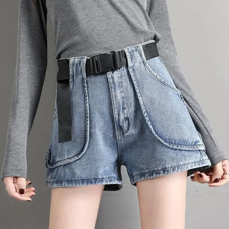 Denim Shorts High Waisted Black Blue 