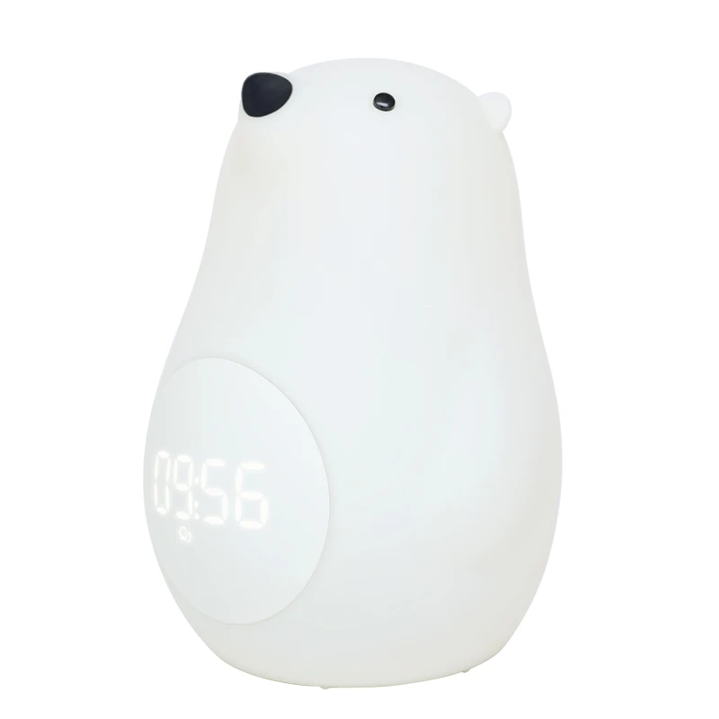 Led Night Light Bear with Wake Up Clock Rechargeable Portable and Dimmable Touch Sensor Great Gift for Child Festival