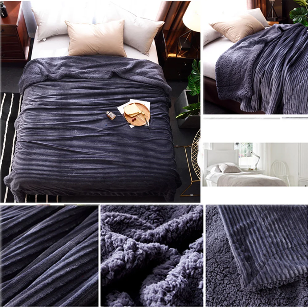 Double Side Flannel Fleece Blanket Winter Adult Soft Thick Sherpa Throw Blanket for Sofa Bed Couch 150*200cm