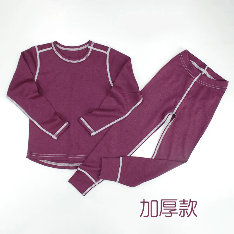 More thicker 250gsm Мериносовой шерсти дети термобелье установить тонкие кальсоны Unisex Мальчики Девочки детей от 1,5 до 14 лет - Цвет: More thicker 250gsm