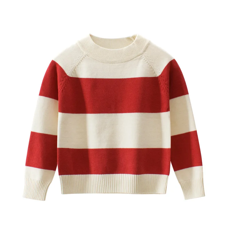 Вязаные свитера для детей от 1 до 9 лет осенне-зимние пуловеры с круглым вырезом, хлопковая детская одежда повседневная одежда для мальчиков и девочек, свитер
