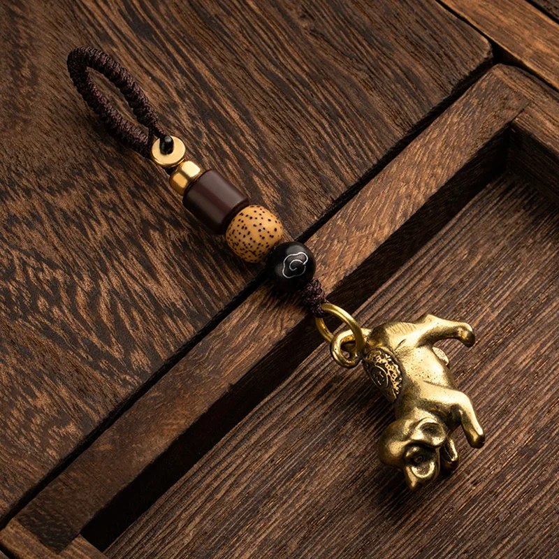 brass dog keychain rope pendant (9)