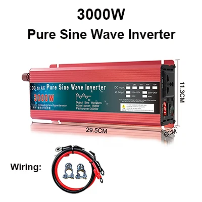  Pure Sine Wave Inverter 12V 24V 220V 110V 1000W 1600W 2000W 3000W Power Converter Solar 12V To 220V Inverter Transformer LED 